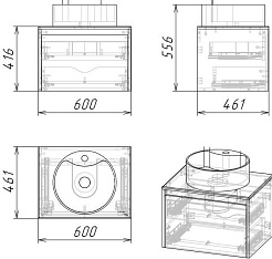 Grossman Тумба с раковиной Смарт 60 подвесная веллингтон/графит – фотография-7